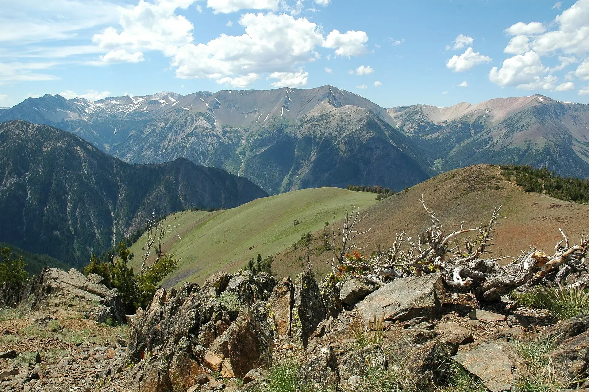 The Wallowa Mountains rising above dry foothills in eastern Oregon