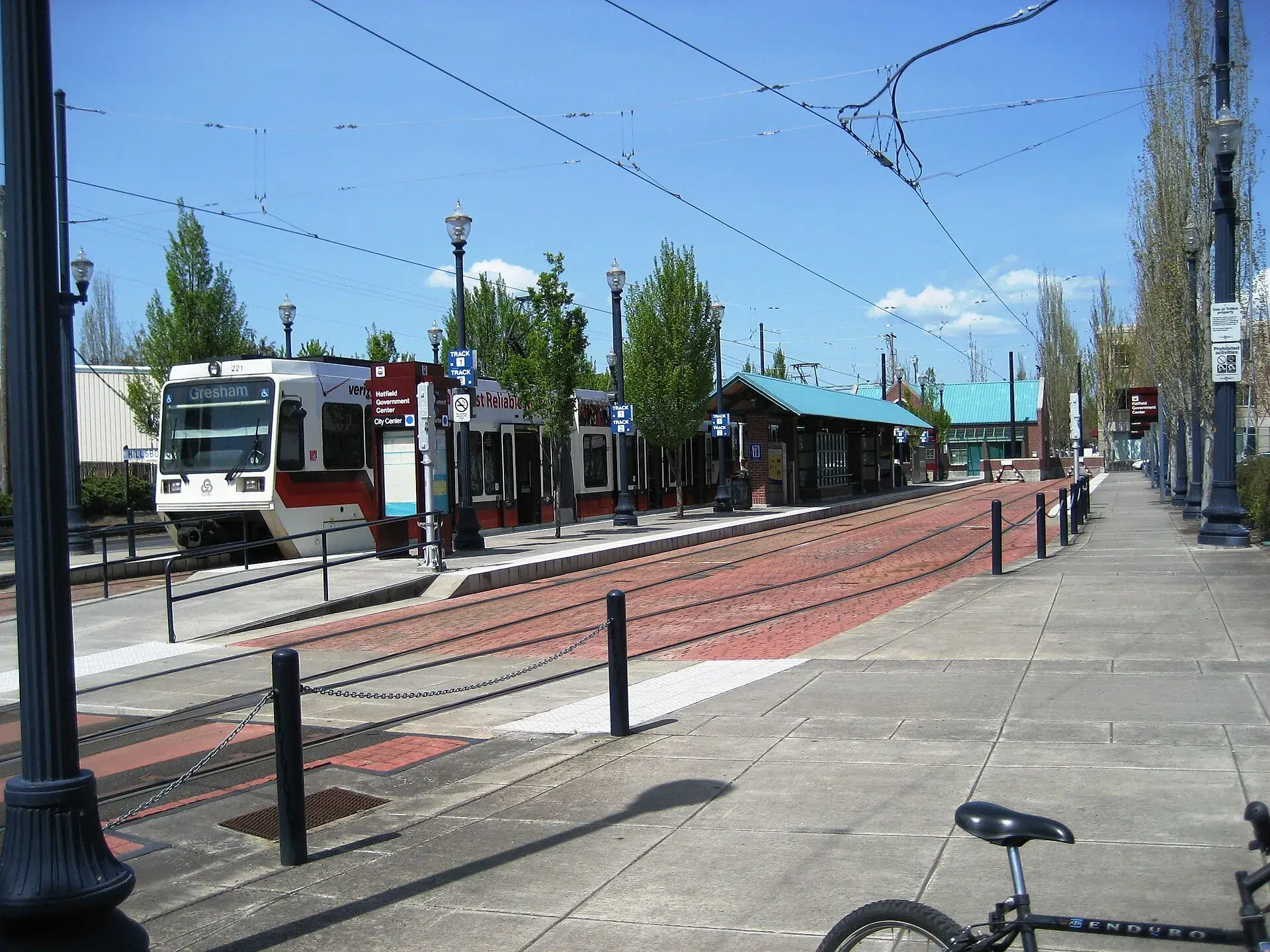 A MAX light rail train at Hatfield Government Center station, Hillsboro, Oregon